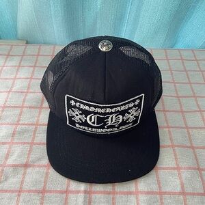 Chrome Hearts Mesh Breathable Black Embroidered Sports Cap